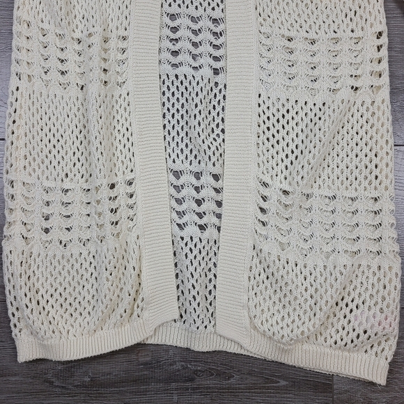 JUSTICE Girls Cream Hooded Open Knit Cardigan Sweater Size 12 - Picture 5 of 15